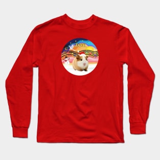 "Christmas Music" with a Very Cute Guinea Pig in a Santa Hat Long Sleeve T-Shirt